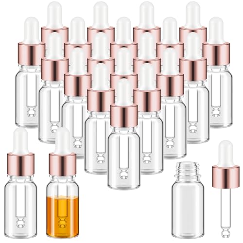 Didaey 100 Pcs Mini Glass Oil Dropper Bottle, 10 ml, Rose Gold - color: Rose Gold, size: 10 ml