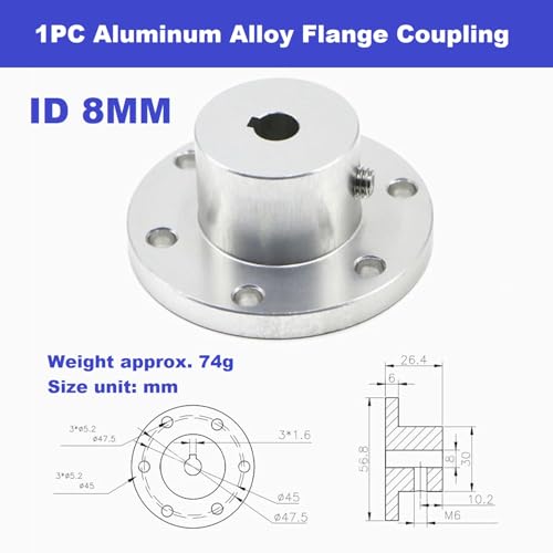 Aluminum Alloy Flange Coupling, 8 mm Inner Dia with Locking Key Slot, Flange Shaft Connector for Connecting Motor and Wheel DIY Model RC Parts (1Piece） - style: 8mm with Keyway