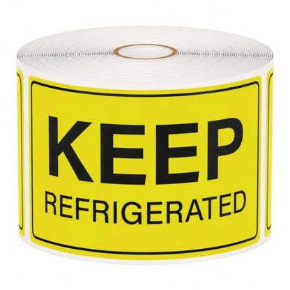 5 x 3 Inches Keep Refrigerated Stickers 500 PCS Yellow Vinyl Labels