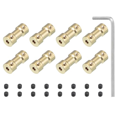 PATIKIL Brass Shaft Coupling Joint 2.3mm to 3mm, 8 Pcs Motor Shaft Coupler Extension Connector Rigid Sleeve Adapter Transmission Joint with Screws for RC Car Tires Shaft Motor - size: 2.3mm to 3mm