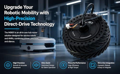 M0601 Direct-Drive Hub Motor for AGV (Left Orientation) | Integrated FOC Servo & 4096-Line Encoder | 102mm BLDC Wheel Motor with RS485 | Low Noise <50dB for Service Robots & ROS AMR - style: Left Orientation