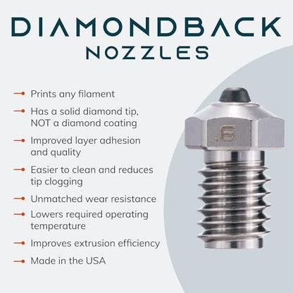 Diamondback V6 Compatible Nozzle, Diamond Tip, Nickel-Plated Copper, 0.6mm - size: 0.6mm Nickel Plated Copper