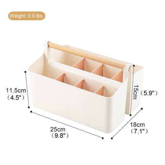 Vidifor Large Plastic Portable Caddy with Handle, Storage Organizer Bin with Adjustable Dividers for Art Supplies, Crafts, Colored Pencils, Makeup Desk - color: White+Pink