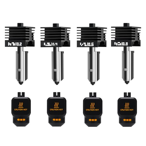 4Pack 0.2/0.4/0.6/0.8MM H2 Series/X2D/P2S Hotend for Bambu Lab H2D/H2S/H2C Combo/X2D/P2S 3D Printer, High Temperature Quick Swap Hardened Steel Nozzle Replacement 3D Printer Extruder - style: 4PCS 0.2/0.4/0.6/0.8MM Hotends