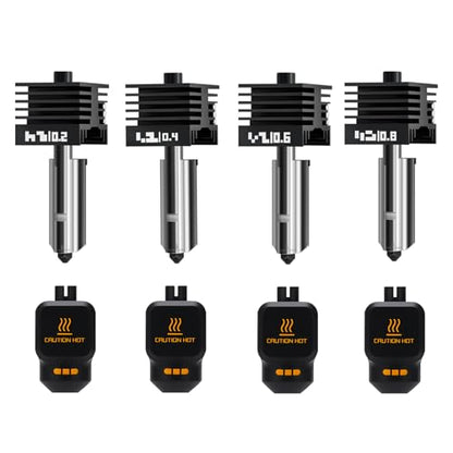 4Pack 0.2/0.4/0.6/0.8MM H2 Series/X2D/P2S Hotend for Bambu Lab H2D/H2S/H2C Combo/X2D/P2S 3D Printer, High Temperature Quick Swap Hardened Steel Nozzle Replacement 3D Printer Extruder - style: 4PCS 0.2/0.4/0.6/0.8MM Hotends