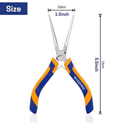 6" Mini Needle Nose Pliers, Straight/Bent Long Nose Pliers with Comfort Grip Handles, Small Needle Nose Plier for Jewelry Making, Handmade Craft (Straight Needle Nose Pliers) - style: Straight Needle Nose Pliers