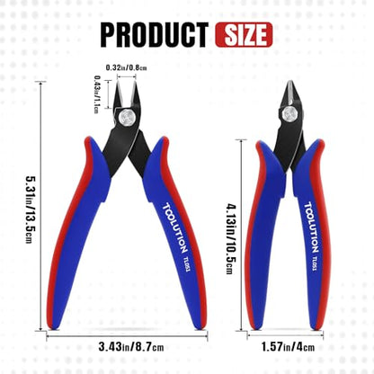 5 Pack Flush Wire Cutters - Small Diagonal Cut Pliers Snips - color: 5"- 5 Pack
