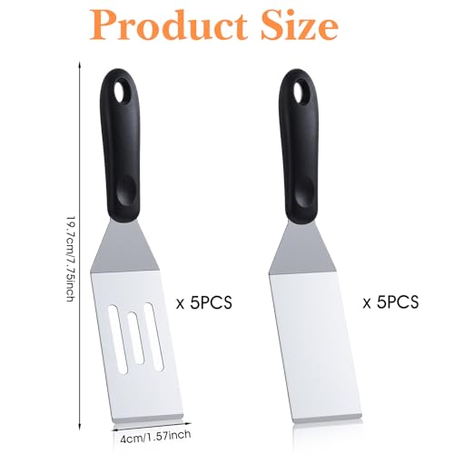 10 Pieces Mini Metal Spatula Set, Small Serving Spatula, Stainless Steel Spatulas Set, Cutter and Serve Turner for Kitchen, Flipping or Cooking for Brownie, Cookie, Lasagna, Pancakes or Cake