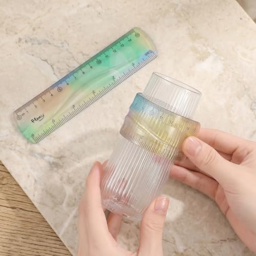 Grevosea 2 Pieces Flexible Rulers 6inch Plastic Ruler with Centimeters and Inches Soft Bendable Ruler for Kids and Adults School Classroom Office Supplies Measuring Tools (Green) - size: 6inch-Green