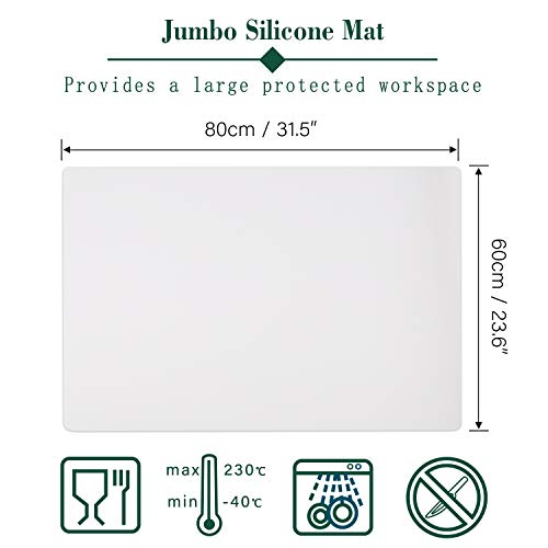 Gartful Extra Large Transparent Silicone Mat, 1.8mm Thick Heat Resistant Countertop Protector, 31.5 x 23.6 inches Silicone Sheet for Crafts Resin Jewelry Casting Mat Pad, Nonstick Table Placemat - color: Translucent, size: 23.6" x 31.5"