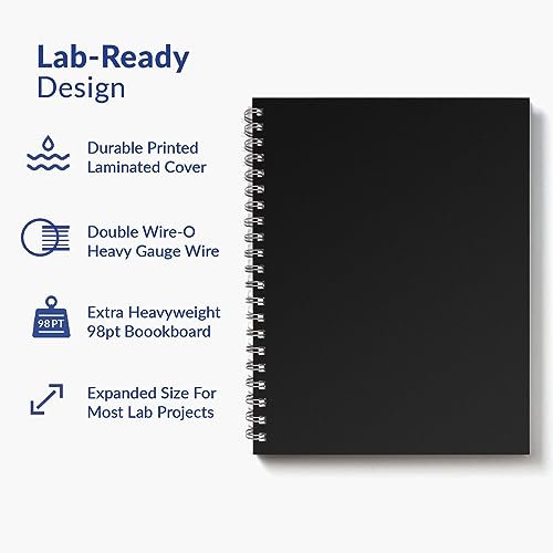 Vela Sciences Advanced W7-D Expanded Wirebound Lab Notebook, 9.25 x 11.75 in (23.5 x 30 cm), 144 Pages, Double Wire Looped, 70lb Heavyweight Paper (1-Pack, Dot+) - style: Dot +