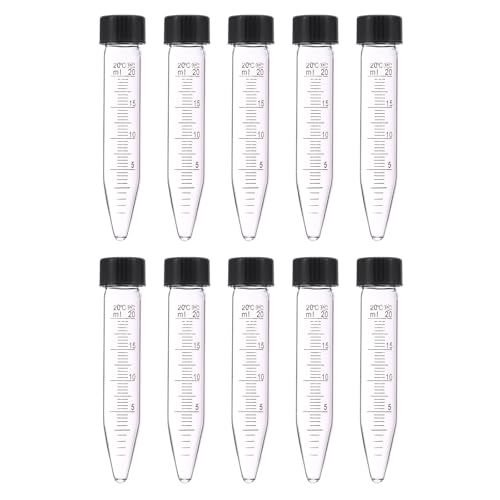 PATIKIL 20ml Centrifuge Tubes, 10 Pcs Glass Graduated Centrifuge Vials with Screw Cap Conical Bottom Test Tube Storage Container for Sample Laboratory Liquid - size: 20ml