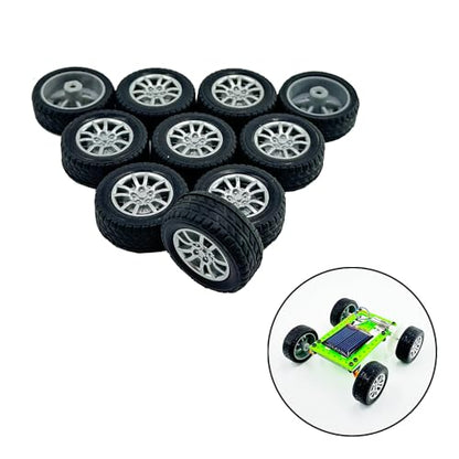 10PCS Toy Car Wheels 28mm Rubber Tire with 5PCS Shaft Round Axles for for DIY Model Toy RC Car Accessories Parts (2X28MM) - style: 2X28MM