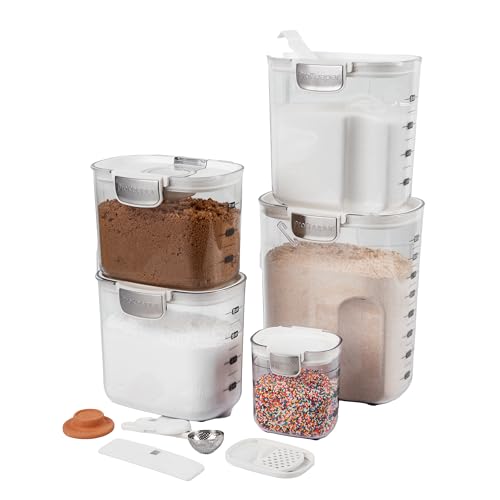 ProKeeper+ Airtight Food Storage Container Set – Clear Plastic Flour and Sugar Canister Set with Magnetic Accessories for Kitchen Organization (White, 9-Piece) - color: White, size: 9-Piece