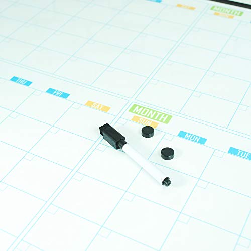 Lockways 36" x 24" Magnetic Dry Erase Calendar Whiteboard, 4 Month Framed White Board Planner, Wall Mounted Message Presentation Memo Calendar Board - color: Silver, size: 36 x 24-4M