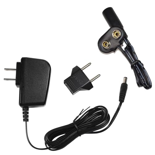 HQRP 9 V Battery Snap Clip AC Power Supply - UL Listed Wall Converter with EU Plug Adapter - Replaces 6LR61 PP3 MN1604 6KR61 6HR61 7.2H5 Radio Square