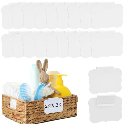 20pcs White Basket Labels Removable PVC Labels - color: White Wavy Shape