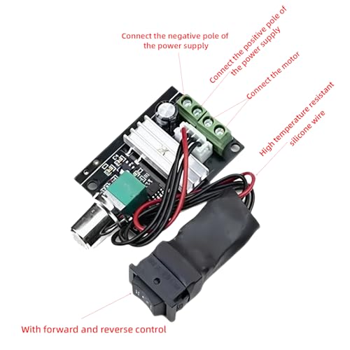 PWM DC Motor Speed Controller, DC 5V 6V 12V 24V 35V 3A 80W Low-Voltage, DC Motor Forward Reverse Controller, Adjustable Speed Control Module for Gear Motors