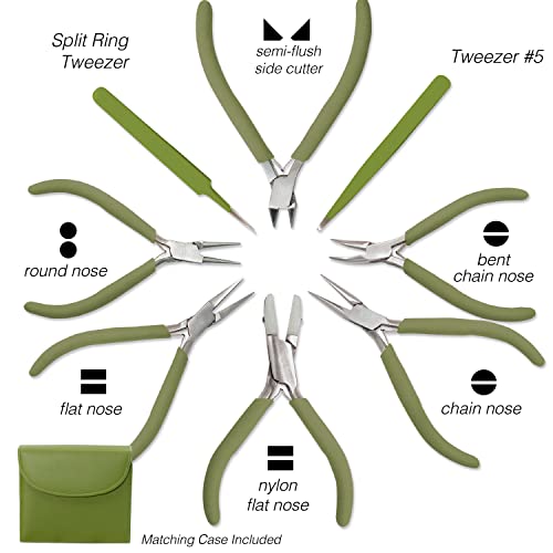 The Beadsmith Fashion Color Pliers, Jewelry Making Supply Set of 8 - color: Green