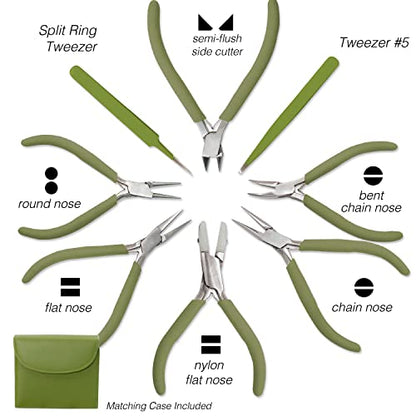 The Beadsmith Fashion Color Pliers, Jewelry Making Supply Set of 8 - color: Green