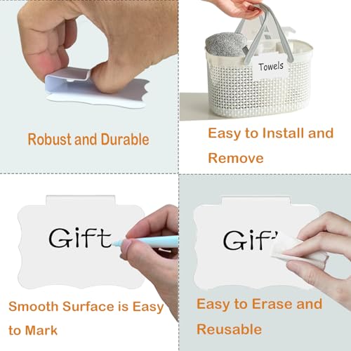 Basket Labels Clip, Include 20 Kitchen Clip Label Holder Removable PVC Bin with 2 Chalk Marker for Basket Pantry Organization -White - style: Butterfly Shape 20 (White)