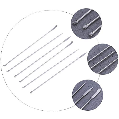 Hemobllo 6-Pack Stainless Steel Reagent Sampling Spoons Spatula Set for Deep Bottle Sampling Powder Scooping Mixing Chemistry Lab and Kitchen Use