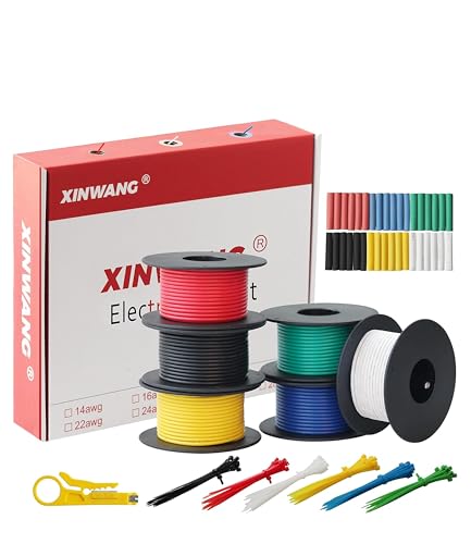 XINWANG 28AWG Hook Up Wire Kit, 6 Colors, 65.62FT Each - size: 28AWG (0.08 mm² / 20 M) - PVC