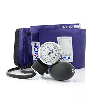 MDF Instruments, Calibra Aneroid Premium Professional Sphygmomanometer, Blood Pressure Monitor with Adult Cuff & Carrying Case, Lifetime Calibration, White Dial, Purple Cuff, MDF808M08 - color: Purple, size: Standard Gauge - Adult Cuff