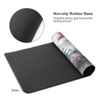 35.4 x 15.7 in, Waterproof XXL Large Mouse Pad for Desk, Extended Keyboard Mouse Mat for Computer Office, Big Laptop Mouse pad, Gaming Pc-Pink Cherry Blossom - color: Pink Cherry Blossom