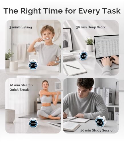 KADAMS Pomodoro Timer Cube, Visual Timer for Kids, Productivity Desk Timer - color: White
