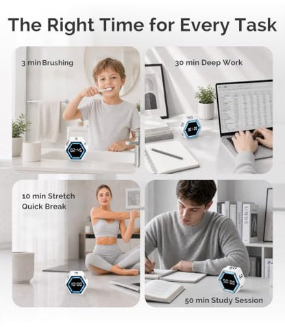 KADAMS Pomodoro Timer Cube, Visual Timer for Kids, Productivity Desk Timer - color: White