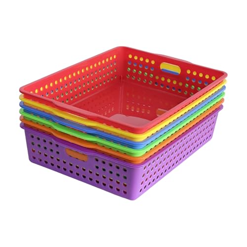 6 Pack Plastic Turn in Paper Trays for Classroom, Bin Baskets,Bright Color - color: Bright Color