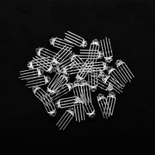 100-Pack 3mm RGB LED Diodes, Common Anode, 4-Pin Clear Lens - color: Rgb Common Anode 4 Pins, size: 3MM