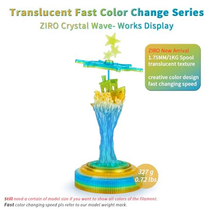ZIRO Fast Color Change PLA, Transluent Filament 1.75mm, Crystal Wave - color: Cyrstal Wave