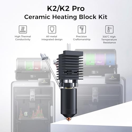 Creality Official K2/K2 Pro Hotend Kit, Upgrades Ceramic Heating Block Kit, Unicorn Quick Swap 3D Printer Nozzle, High Flow Extruder Heater Block, All Metal Integrated for Creality 3D Printers - style: K2/K2 Pro