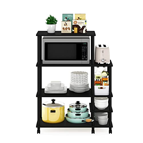 Furinno Turn-N-Tube Kitchen Shelf Cart, Americano/Black - color: Americano/Black, size: 4-Tier with Side