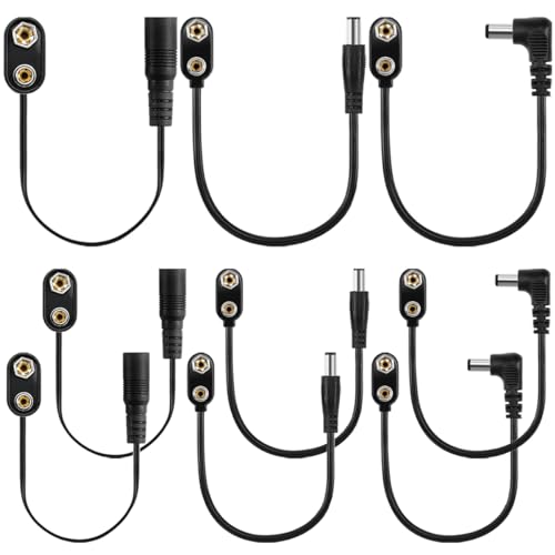 9Pcs 9V Battery Connector Clip,Power Cable Snap,Jack Male Snap Clip Adapter Holder with 2.1mm x 5.5mm Male I-Type DC Male Plug/DC Right Male Plug/DC Female Plug, for Plug Arduino LED Strip - color: J.9V Battery Connector Clip