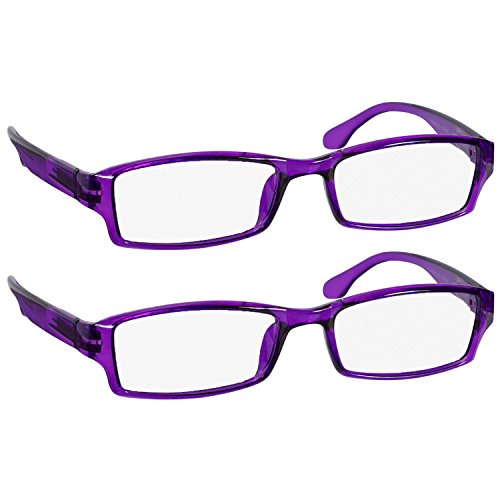 TruVision Readers OTC Reading Glasses for Men and Women, 9501HP - 2 Pack - color: 01hp-2-purple