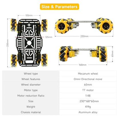 4WD Mecanum Robot Chassis Kit for Arduino & Raspberry Pi