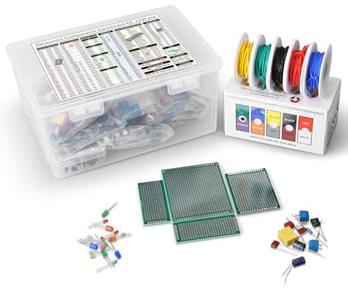 Components Assortment Kit, Grab Bag, IC, Opamp,Resistors, Polyester Capacitors, LED, PCB, Diodes, Transistors, 2200 pcs