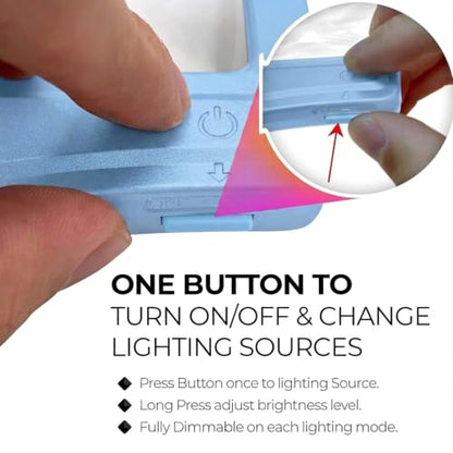 MAGNIPROS 5X LED Page Magnifying Glass, Detachable Stand, 3 Color Modes - color: Blue