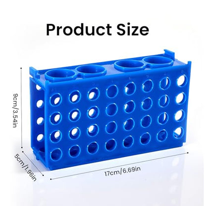 4-Way Interlocking Plastic Tube Rack Set (5 Pack) - Expandable Organizer for 0.5-50mL Containers, 5 Colors for Home & School Projects