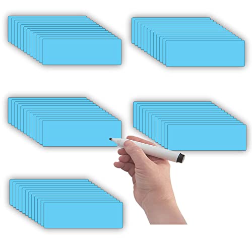 STTMGN Dry Erase Magnetic Labels (1x3,Pack of 60),Write On Magnets Sticker,Waterproof/Reusable for Classroom&Office&Cabinet&whiteboard&Fridge&More (Blue) - color: Blue 60pcs, size: 1X3"