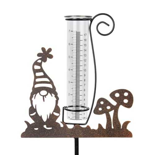 Gnome Rain Gauge Outdoor, Metal Rain Gauges - color: Gnome-Mushroom