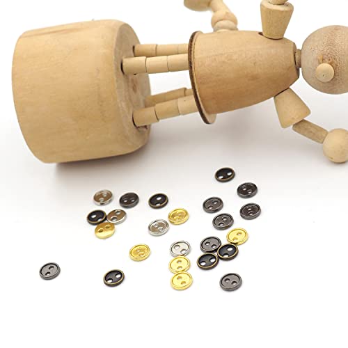 Youmeizer Wiosny 100Pcs 4 Colors Mini Metal Buttons 5mm(13/64inch) 2 Hole Mini Metal Round Buttons DIY Hand Sewing AIDS Doll Clothes (4 Colors Mixed, 5mm(13/64inch)) - size: 5mm( 13/64inch)