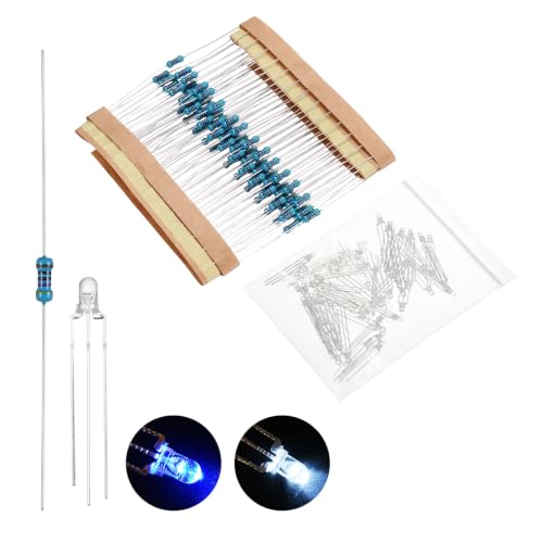 MECCANIXITY 100pcs 3mm LED Diode Lights, Blue White Common Cathode DC 3-12V - color: Blue White, size: 3mm