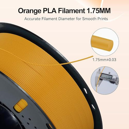 Kingroon Orange PLA 3D Printer Filament 1.75mm ±0.02 mm, No Tangling & No Clogging. Orange Filament PLA 1kg 2.2lbs, Easy to Print. Compatible with Most FDM 3D Printers. - color: 1kg Orange