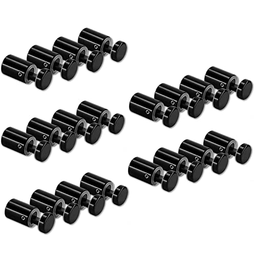 Side Clamp Standoffs 3/4" x 1" Solid Aluminum, Edge Grip Sign Standoffs for Glass, Burglarproof Sign Standoff, Standoffs Hardware, for Acrylic, Glass, PVC, Glass Panel with 2 pcs Spacers - color: Black, size: 20 PC
