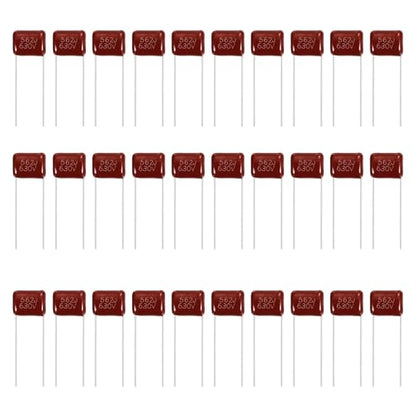 MECCANIXITY 30 Pcs Metallized Polypropylene Film Capacitors 562J 0.0056UF - size: 562J 0.0056UF