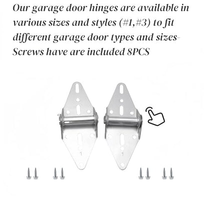 Garage Door Hinges #1 with Mounting Bolts 2 Packs+8Screws